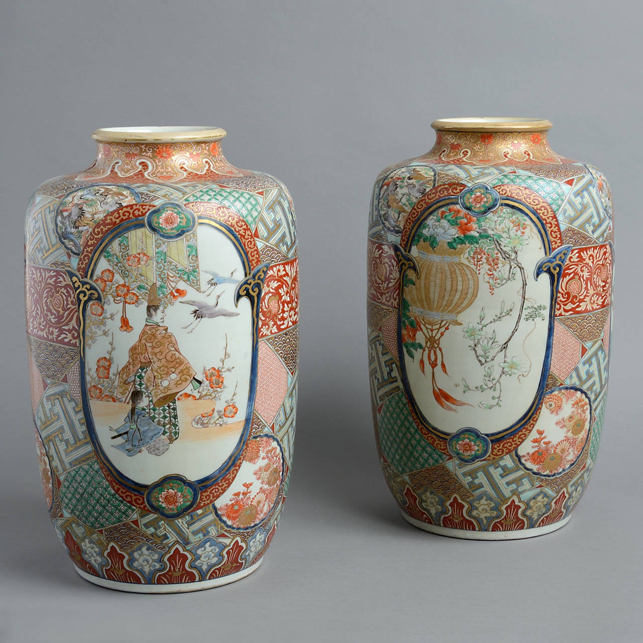 A Pair of Large 19th Century Imari Vases