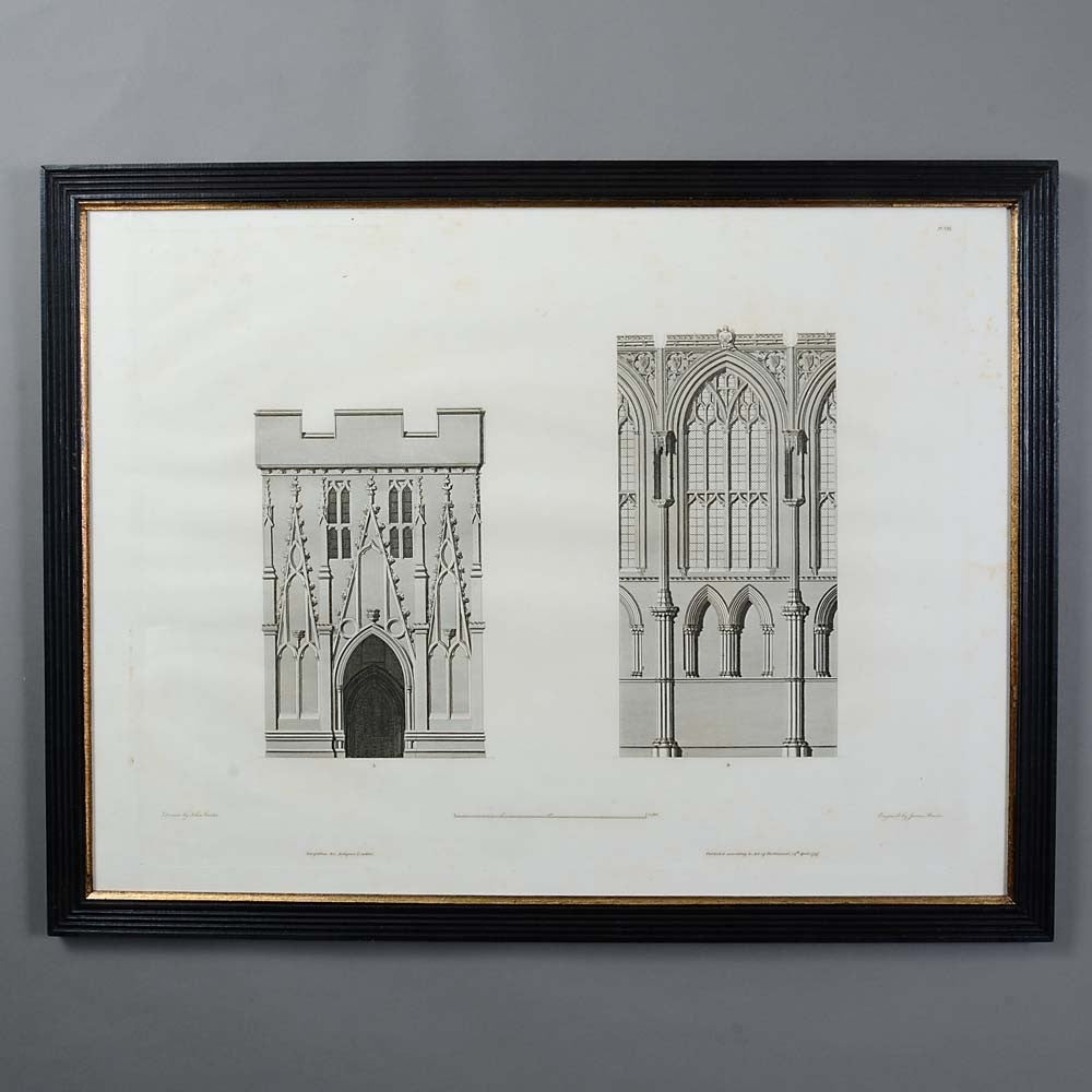 Georgian James Basire Four Rare 19th Century Engravings of Cathedrals