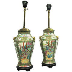 Pair of 19th Century Canton Vases as Lamp Bases 3