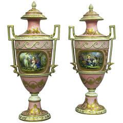 Pair of 19th Century Sévres Pink Ground Vases and Covers 8