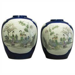 Pair of 19th Century Porcelain Jar Vases 4