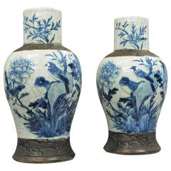 Pair of 19th Century Crackleware Vases 3