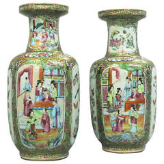 Pair of 19th Century Canton Vases