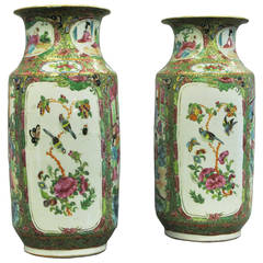 Pair of 19th Century Canton Vases as Lamp Bases