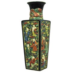 19th Century Famille Verte Square Vase