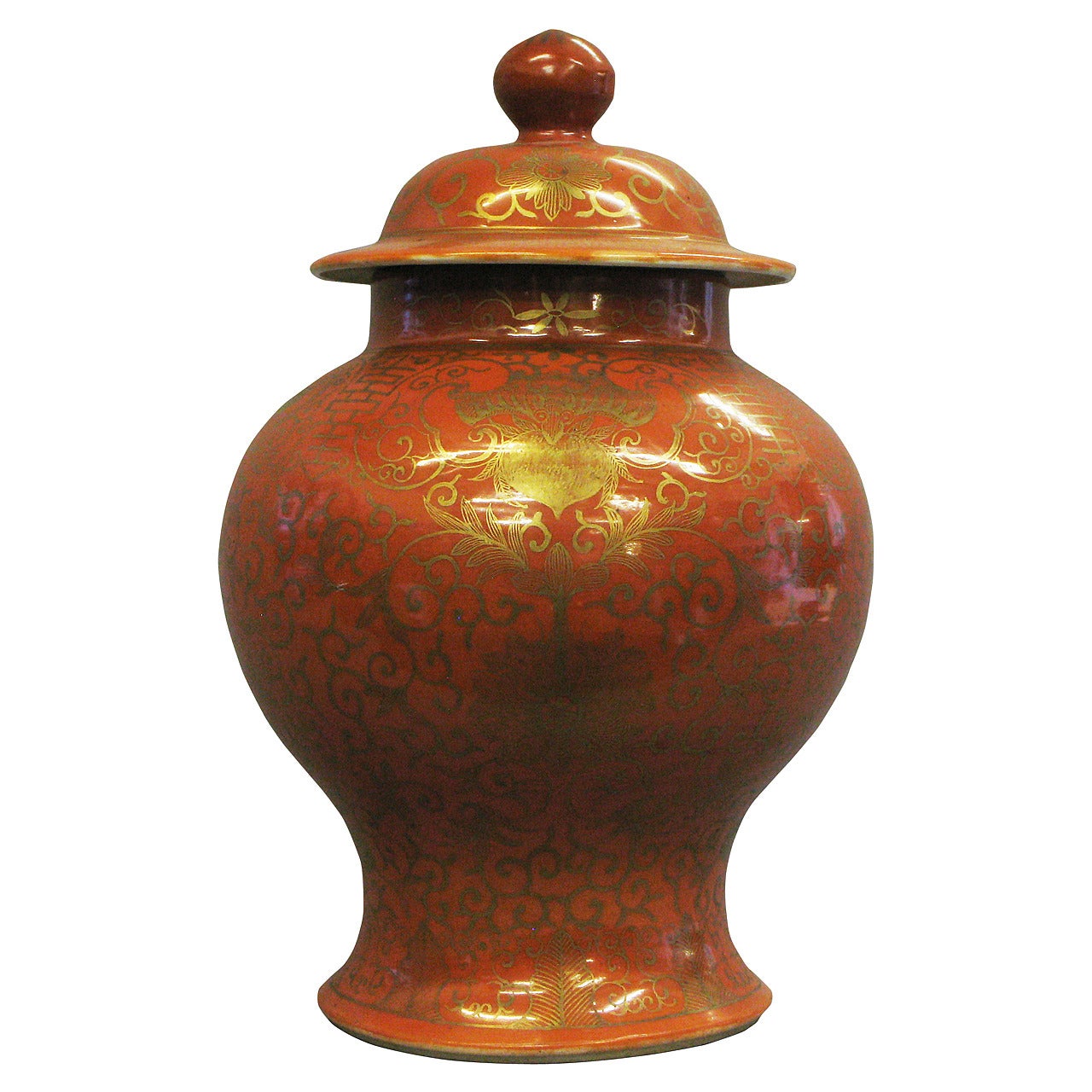 Orange Chinese Vase 22 For Sale on 1stDibs