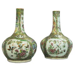 Paire de vases bouteilles Canton du 19ème siècle
