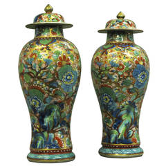 Pair of 19th Century Clobbered Vases