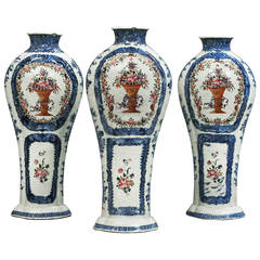 Set of Three 18th Century Famille Rose Vases