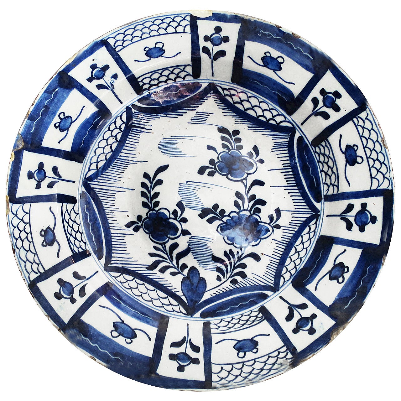 18th Century Blue and White Delft Charger For Sale
