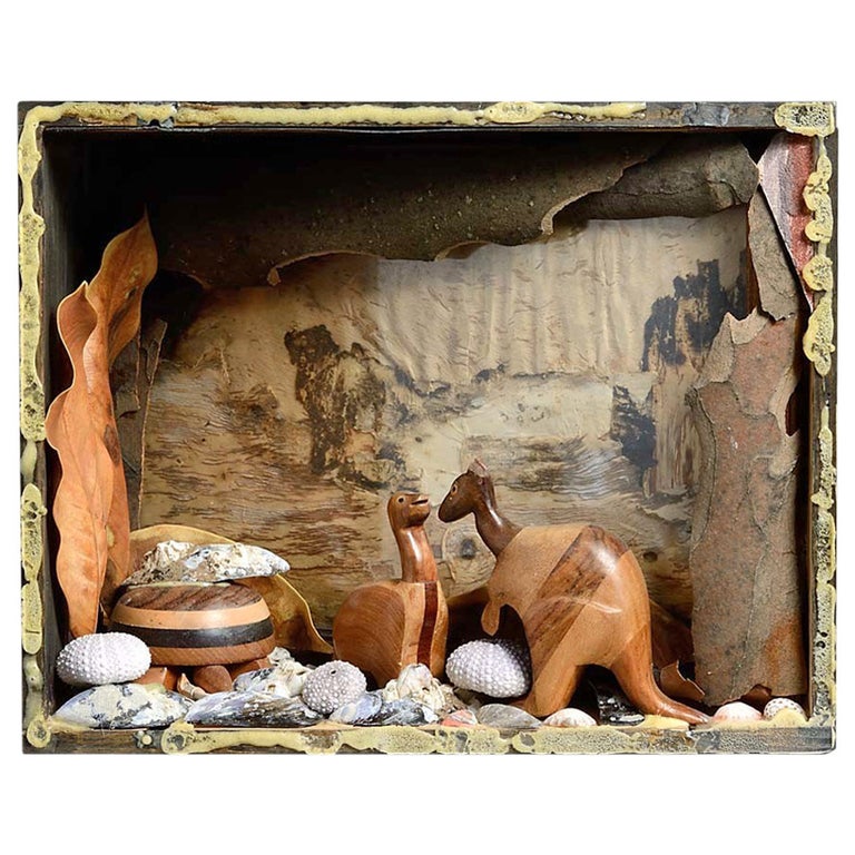 Desert Australia,  Diorama Box with Kangaroos and Outback by