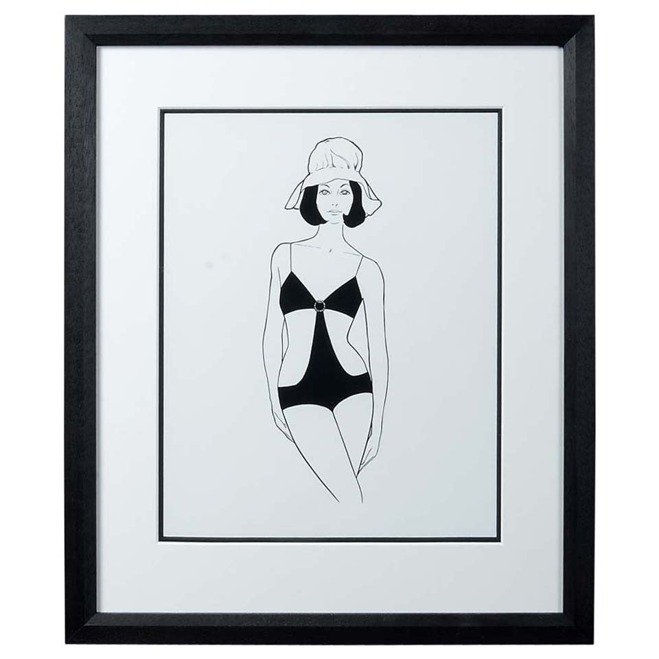 Sir Norman Hartnell, A Mid-20th Century Fashion Illustration For Sale