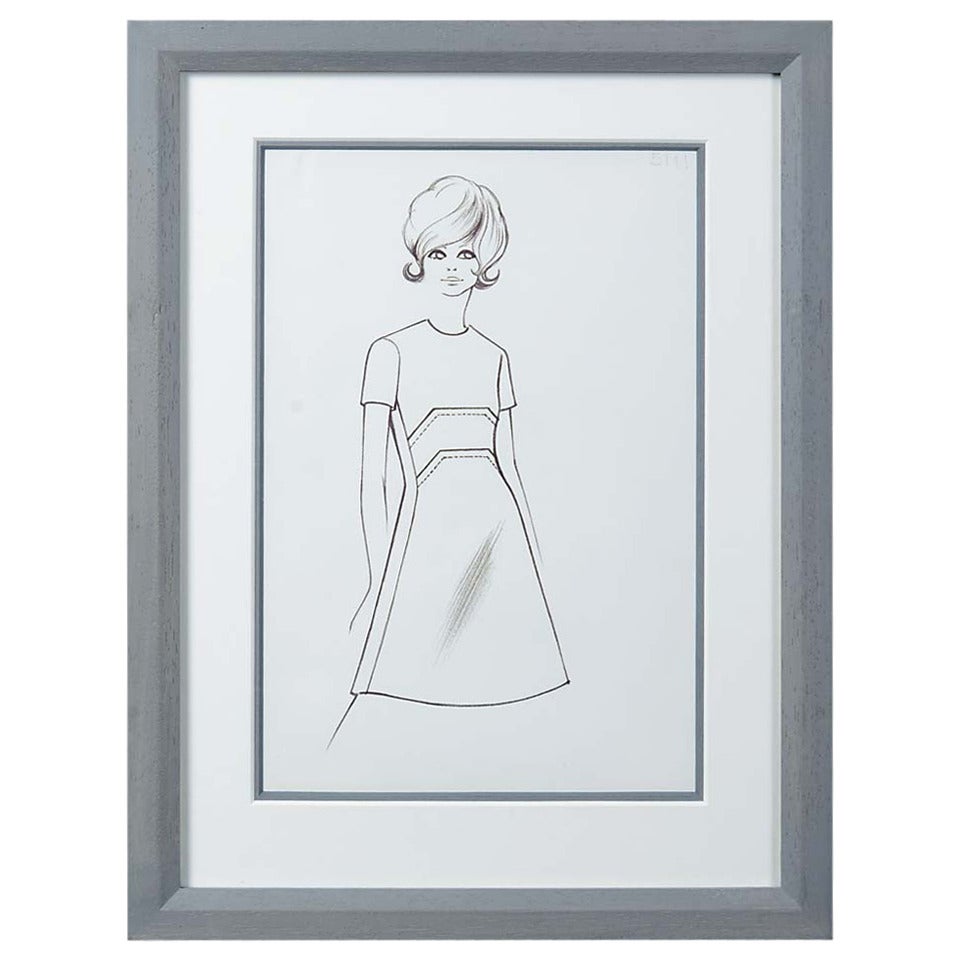 Sir Norman Hartnell, Mid-20th Century Fashion Illustration For Sale