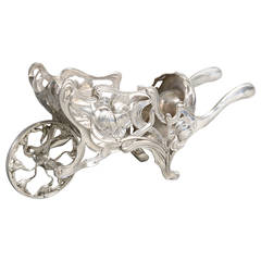 Used Late 19th Century Jugendstil Silvered Champagne Wheel Barrow