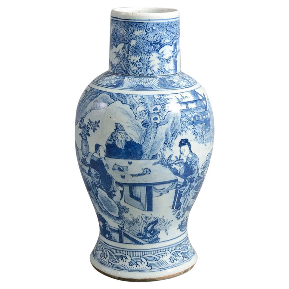 19th Century Blue and White Porcelain Vase