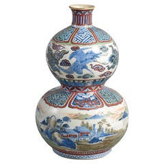 Antique 19th Century Kutani Double Gourd Vase