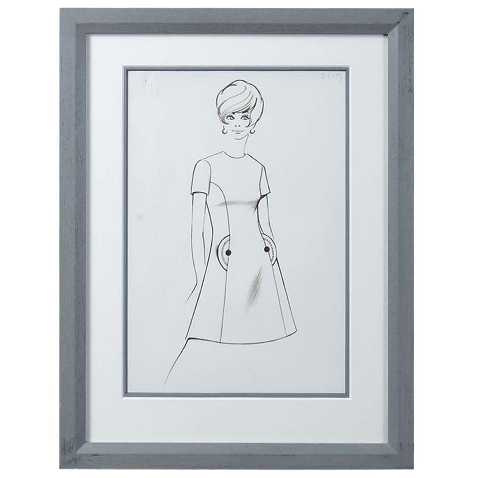 Sir Norman Hartnellm Mid-20th Century Fashion Illustration For Sale
