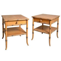Pair of Faux Bamboo Bedside Tables