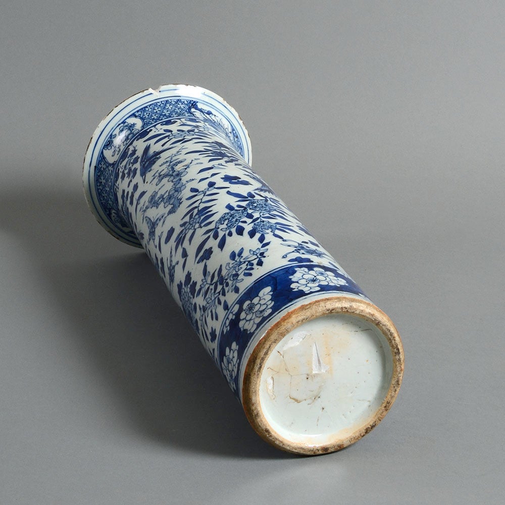 Chinese 19th Century Blue and White Trumpet Vase