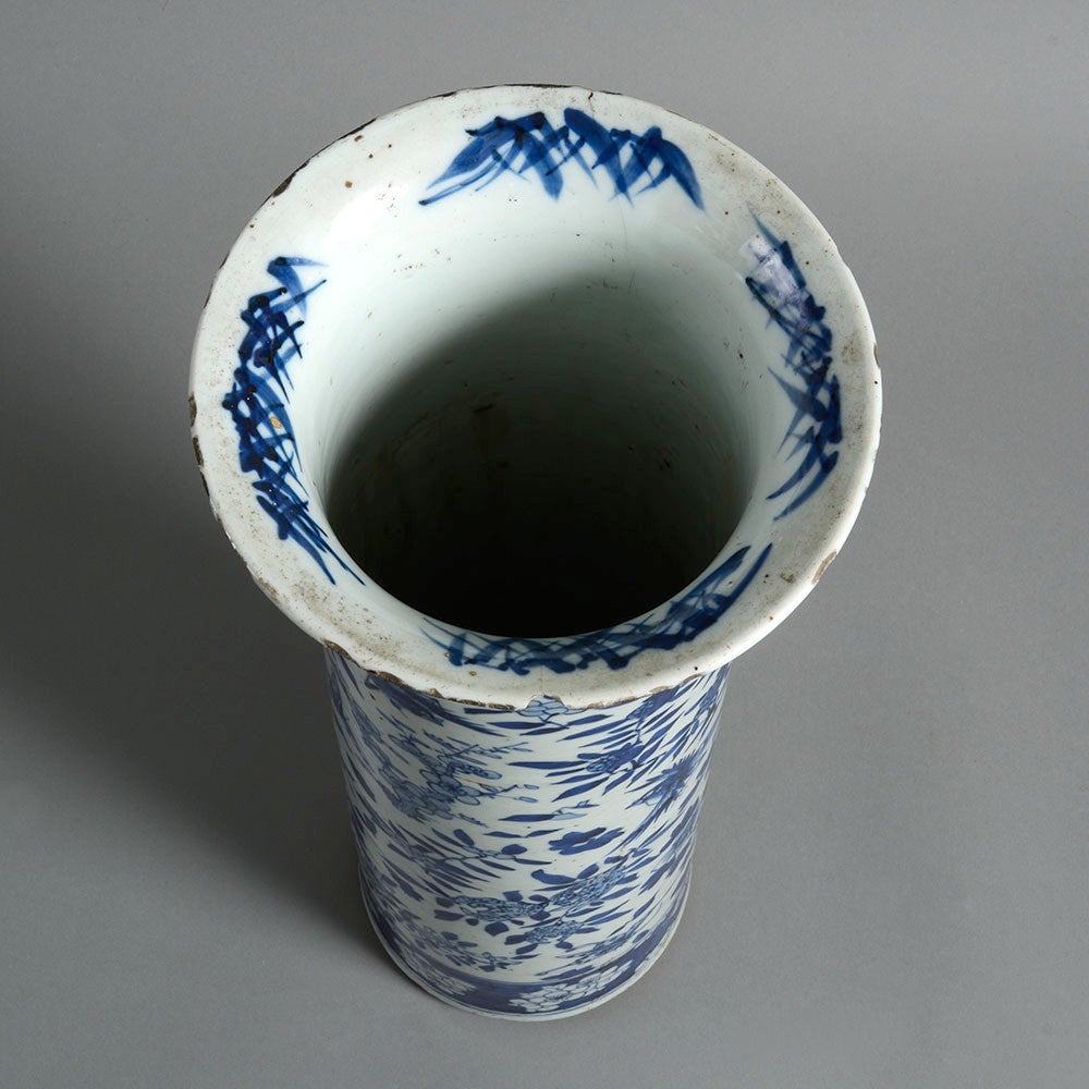 19th Century Blue and White Trumpet Vase In Good Condition In London, GB