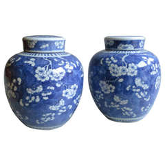 A Pair of Blue & White Ginger Jars