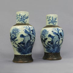 Pair of 19th Century Crackleware Vases