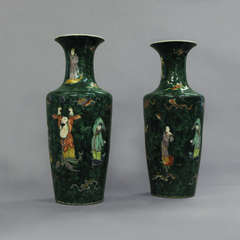 A Pair of 19th Century Famille Verte Vases