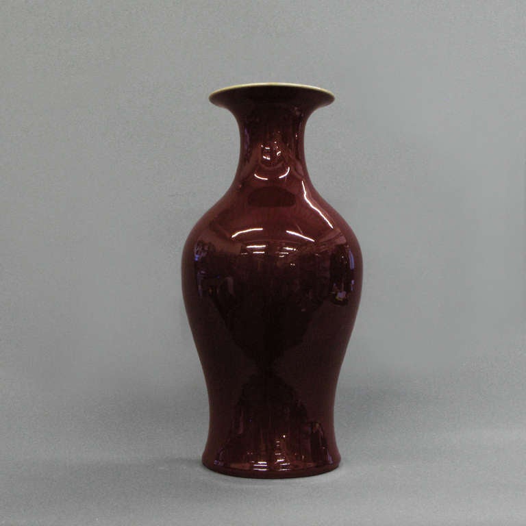 A Sang de boeuf vase of baluster form and good scale
