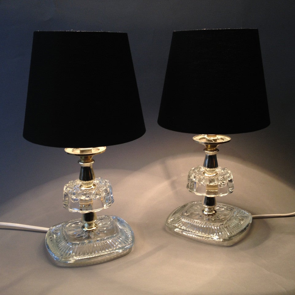 Pair of 20th Century Vintage Glass Table Lamps