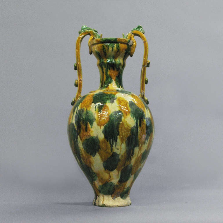19th Century Egg and Spinach Amphora Vase