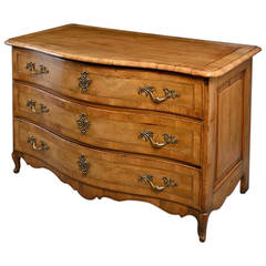 18th Century Louis XV Period Walnut Serpentine Chest of Drawers or Commode