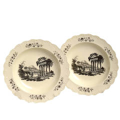 Pair of Late 18th Century Staffordshire Creamware Plates