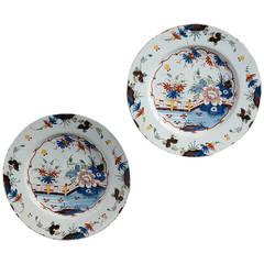 Pair of 18th Century Polychrome Delft Chargers