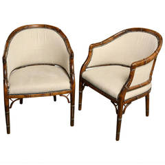Pair of 20th Century Tub Chairs in Regency Chinoiserie Taste