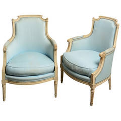 Pair of 19th Century Louis XVI Style Bergere Armchairs