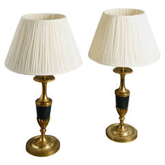 Pair of Late 19th Century Empire Style Bronze and Ormolu Lamp Bases Pair of Late 19th Century Empire Style Bronze and Ormolu Lamp Bases