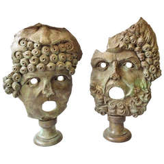 A Pair of Mid 20th Century Large Bronze Classical Masks 2
