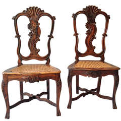 An 18th Century Pair of Sinhalese Calamander or Coromandel Side Chairs