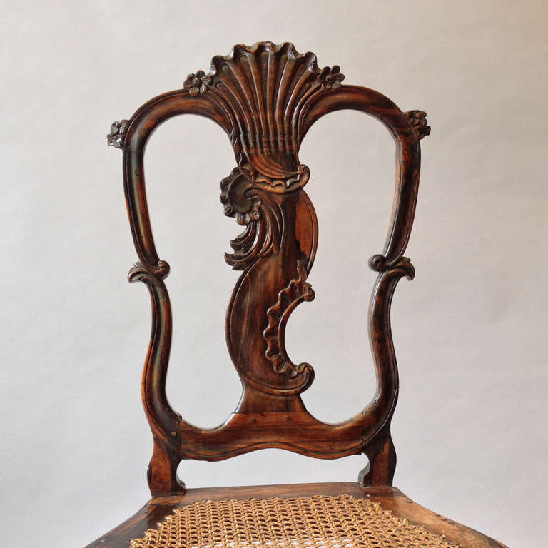 Sri Lankan An 18th Century Pair of Sinhalese Calamander or Coromandel Side Chairs