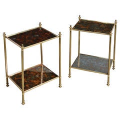 air of 20th Century Brass Two-Tier End Tables