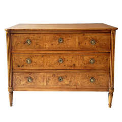 Louis XVI Walnut and Burr Elm Commode