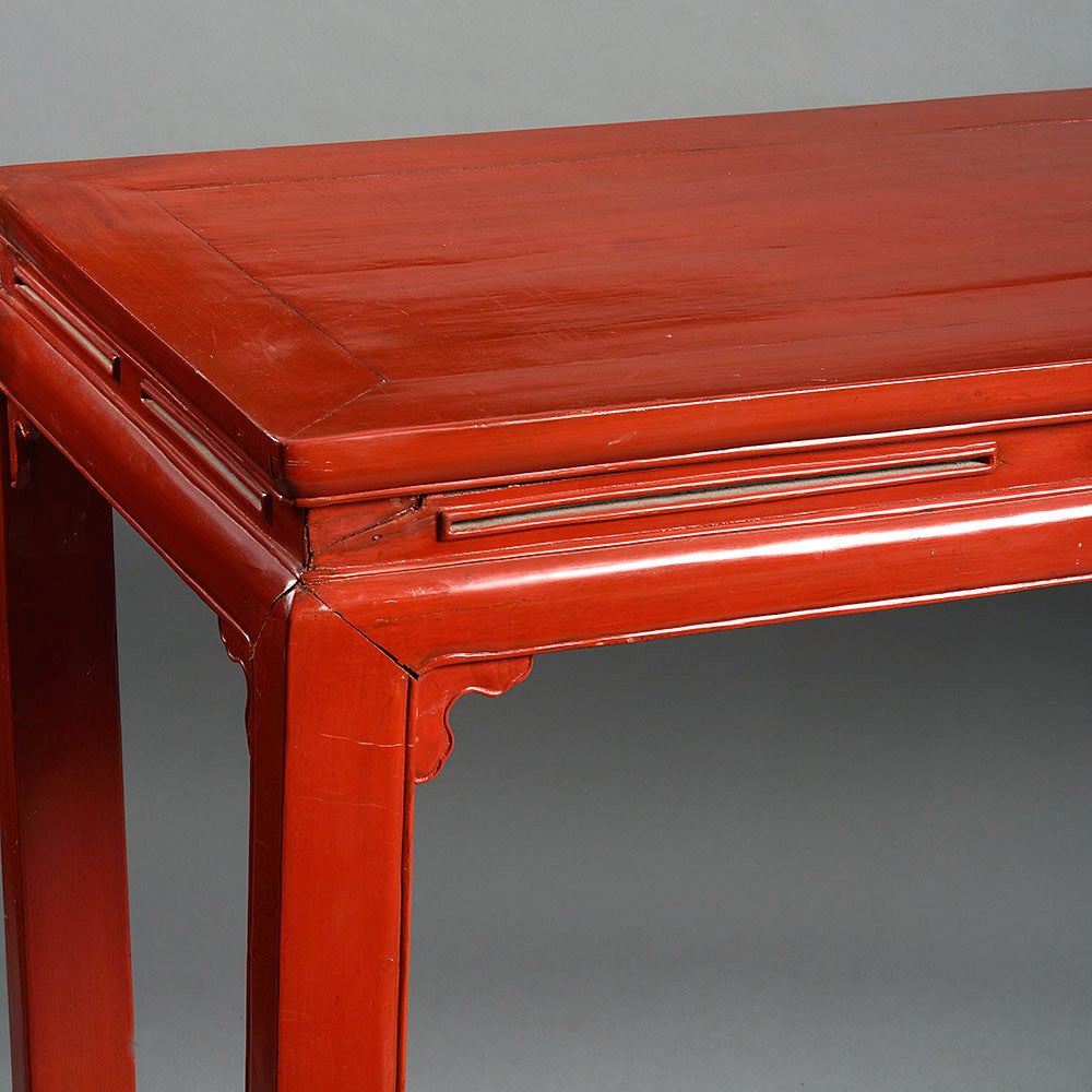 19th Century Red Lacquer Altar Table