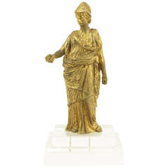 Antique 19th Century Gilt Brass Figure of Minerva
