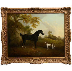 "Black Hunter with a Pointer" Painting Attributed to John Boultbee