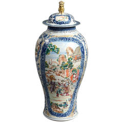 Large Late 18th Century Mandarin Porcelain Vase and Cover