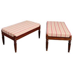 Pair of 20th Century Upholstered Benches in the Regency Manner