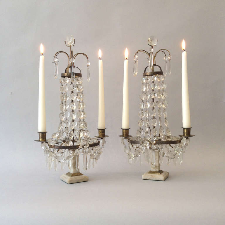 Pair of 19th Century Gustavian Table Lustres or Candelabra
