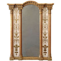 Miroir en verre à bordure églomisée du début du 19e siècle, époque Régence