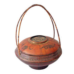 Antique 19th Century Elm Picnic Basket