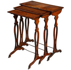 Late 18th Century Nest of Three Yew Wood Tables